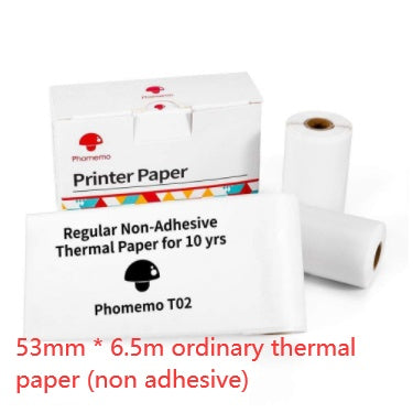 Lot de rouleaux de papier thermique non adhésif 53 mm × 6,5 m – compatible imprimante portable, idéal pour impression de notes et croquis en noir et blanc