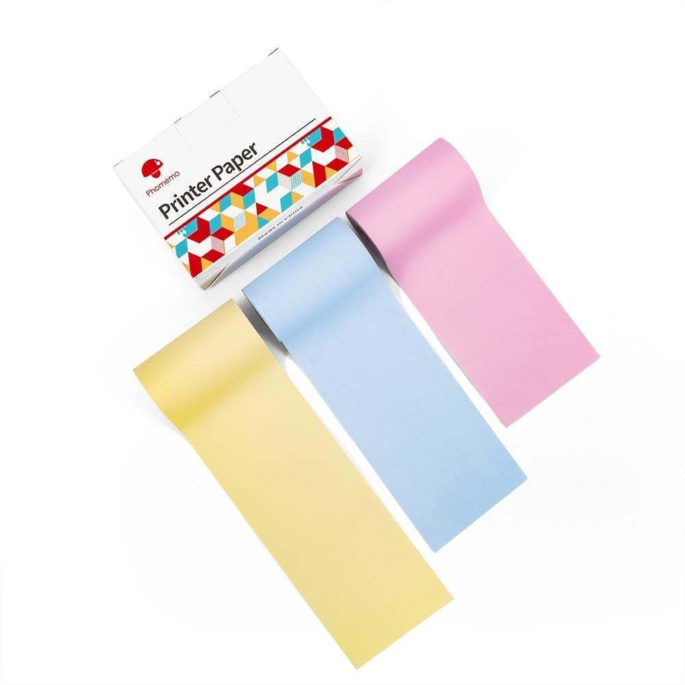Rouleaux de papier thermique coloré pour imprimante portable – jaune, bleu et rose pastel, impression sans encre idéale pour étiquettes, journaling et DIY