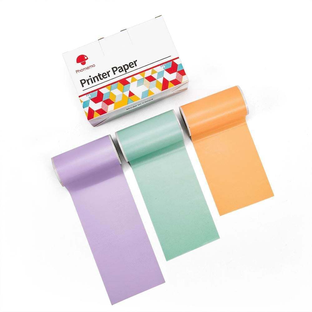Rouleaux de papier thermique pour imprimante portable – couleurs violet, vert et orange pastel, impression sans encre idéale pour création, étiquettes et déco
