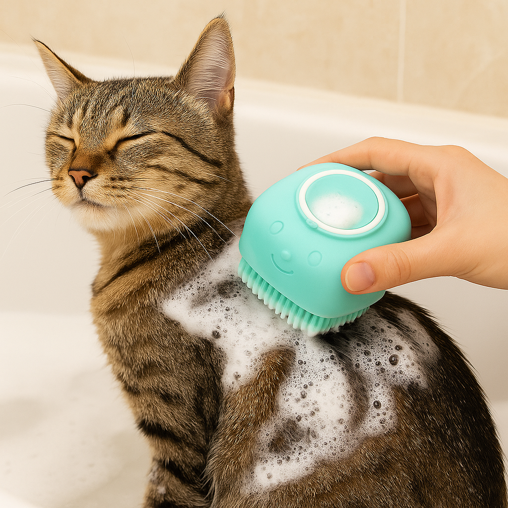 {{Brosse de bain remplissable pour chats et chiens}} – Produit tendance La Petite Trend.