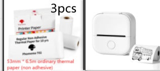 Imprimante thermique portable avec lot de 3 rouleaux de papier – impression sans encre, papier thermique non adhésif 53 mm pour notes et étiquettes